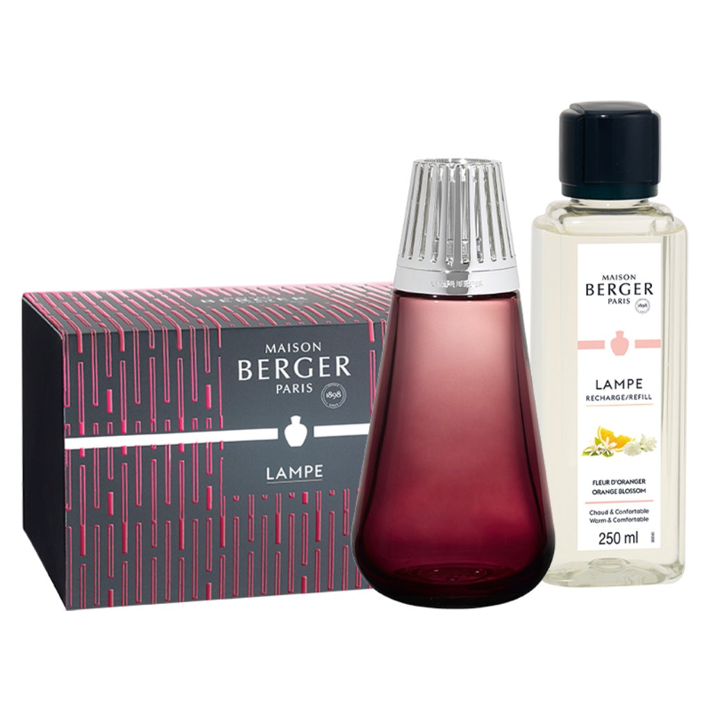 Amphora Glass Lampe Berger Gift Set - Raspberry